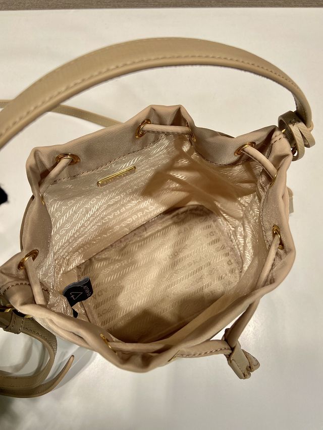 Prada original nylon 1978 mini bucket bag 1BE067 apricot