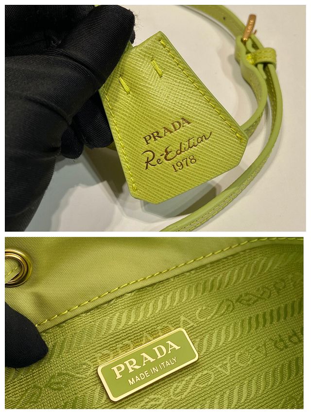 Prada original nylon 1978 mini bucket bag 1BE067 green