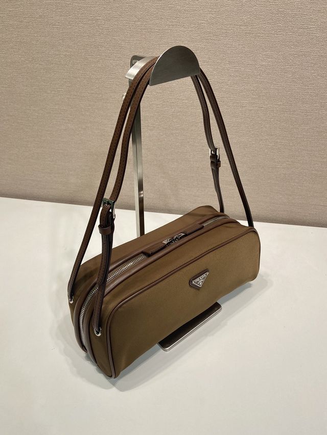 Prada original nylon shoulder bag 1BC249 brown