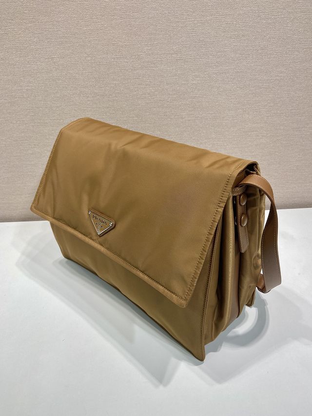 Prada original nylon traveller shoulder bag 1BD256 brown