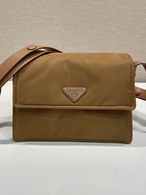 Prada original nylon traveller small shoulder bag 1BD258 brown