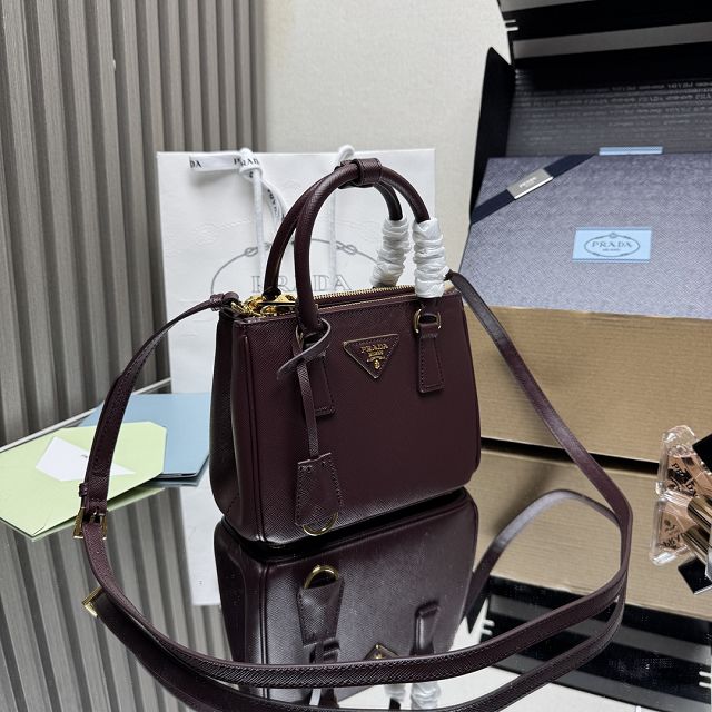 Prada original saffiano calfskin galleria mini bag 1BA906 burgundy