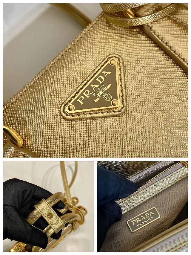 Prada original saffiano calfskin galleria mini bag 1BA906 gold