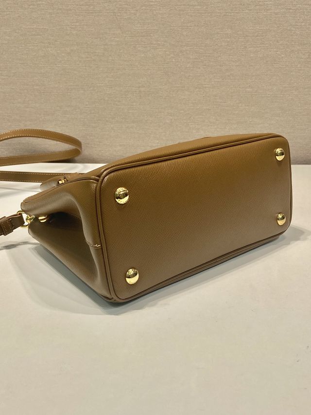 Prada original saffiano calfskin galleria small bag 1BA896 brown