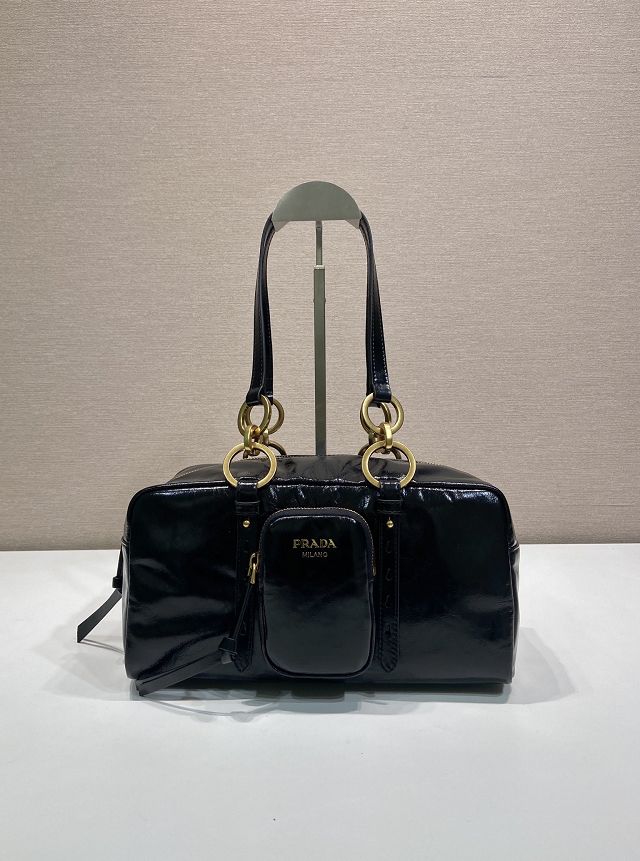 Prada original calfskin medium shoulder bag 1BB138 black
