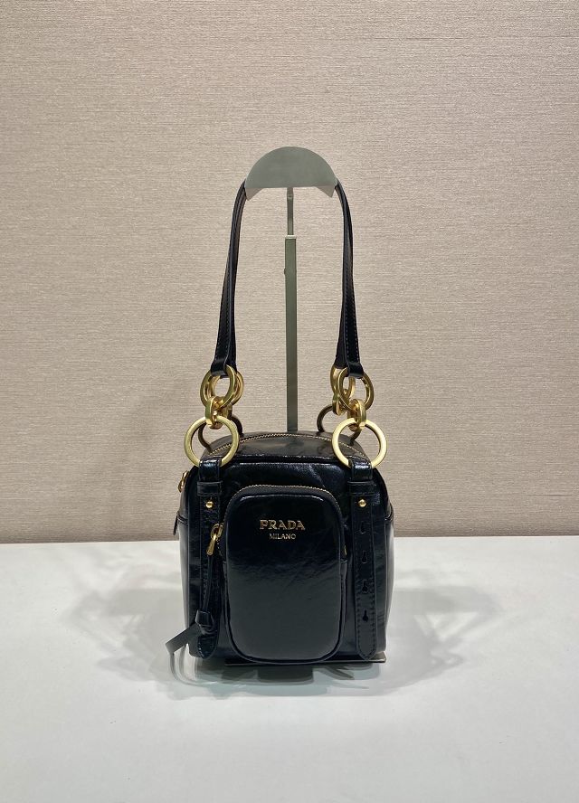Prada original calfskin mini shoulder bag 1BB137 black