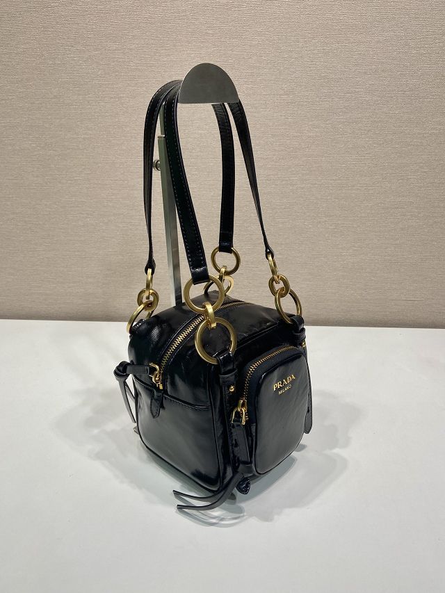 Prada original calfskin mini shoulder bag 1BB137 black
