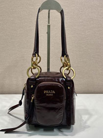 Prada original calfskin mini shoulder bag 1BB137 burgundy