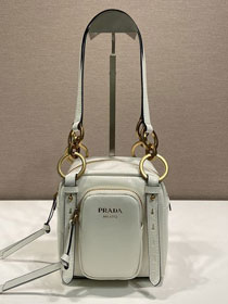 Prada original calfskin mini shoulder bag 1BB137 white