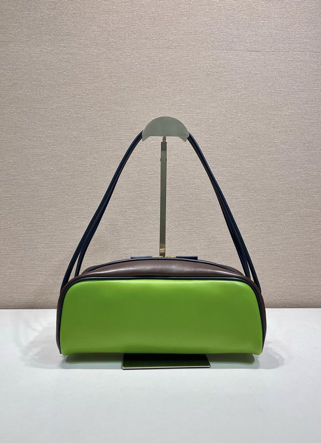 Prada original calfskin shoulder bag 1BC249 green