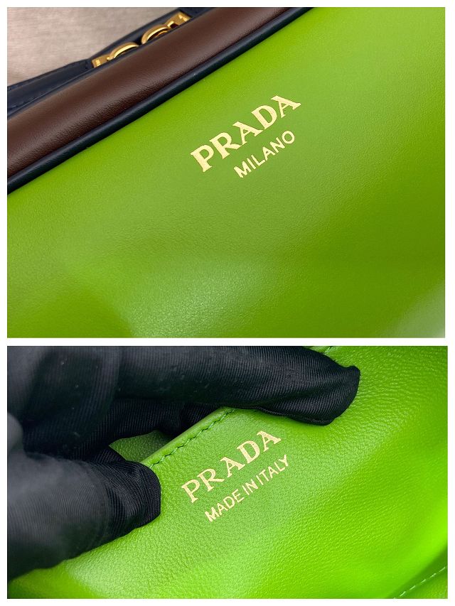 Prada original calfskin shoulder bag 1BC249 green