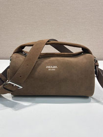 Prada original suede shoulder bag 2VH188 brown