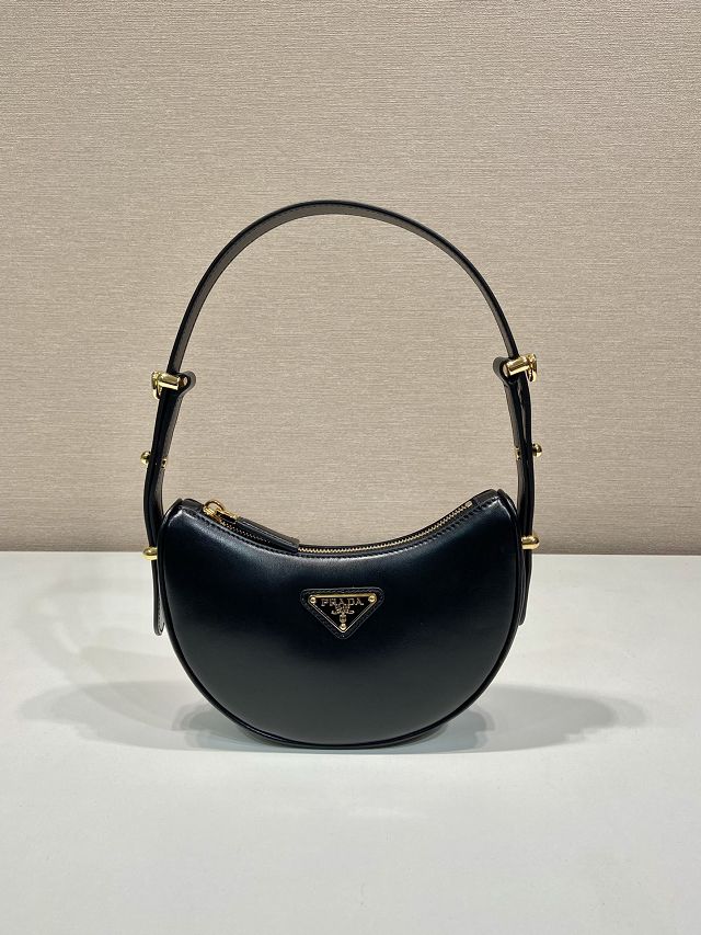 Prada original calfskin arque mini shoulder bag 1BC199 black