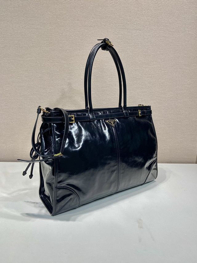 Prada original calfskin bonnie maxi tote bag 1BA439 black