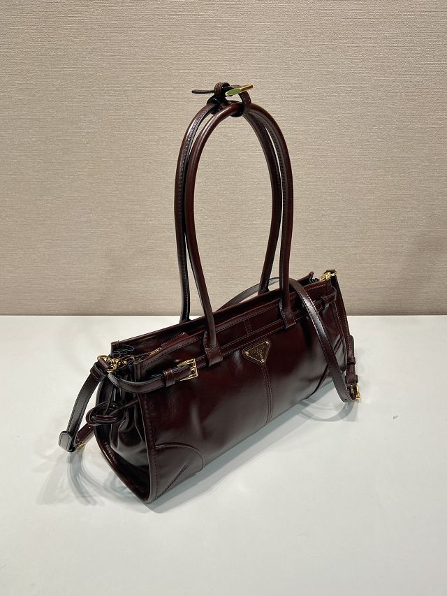 Prada original calfskin bonnie medium tote bag 1BA426 burgundy
