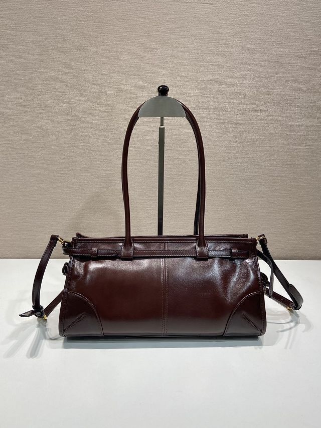 Prada original calfskin bonnie medium tote bag 1BA426 burgundy