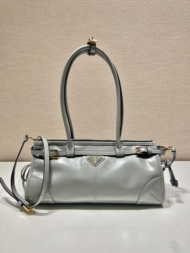 Prada original calfskin bonnie medium tote bag 1BA426 grey