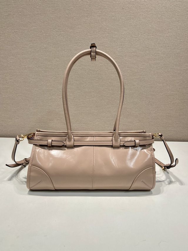Prada original calfskin bonnie medium tote bag 1BA426 powder pink