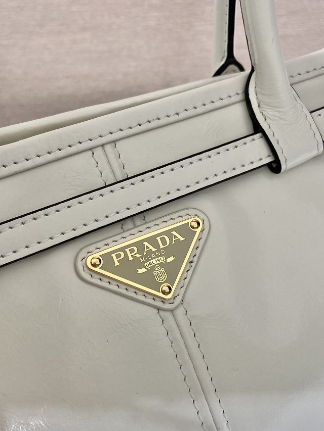 Prada original calfskin bonnie medium tote bag 1BA426 white