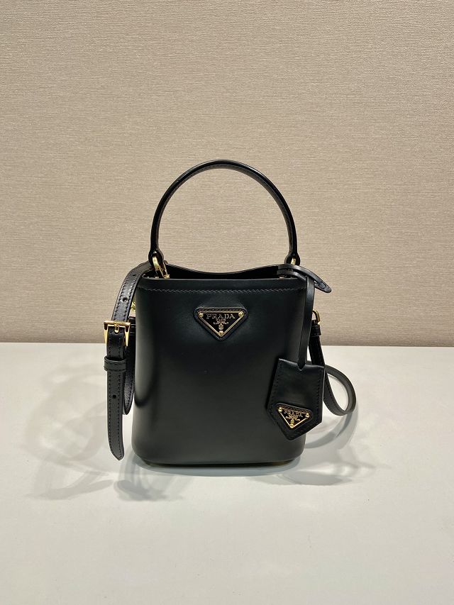 Prada original calfskin mini bucket bag 1BA373 black