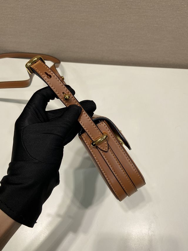 Prada original calfskin mini shoulder bag 1BD339 brown