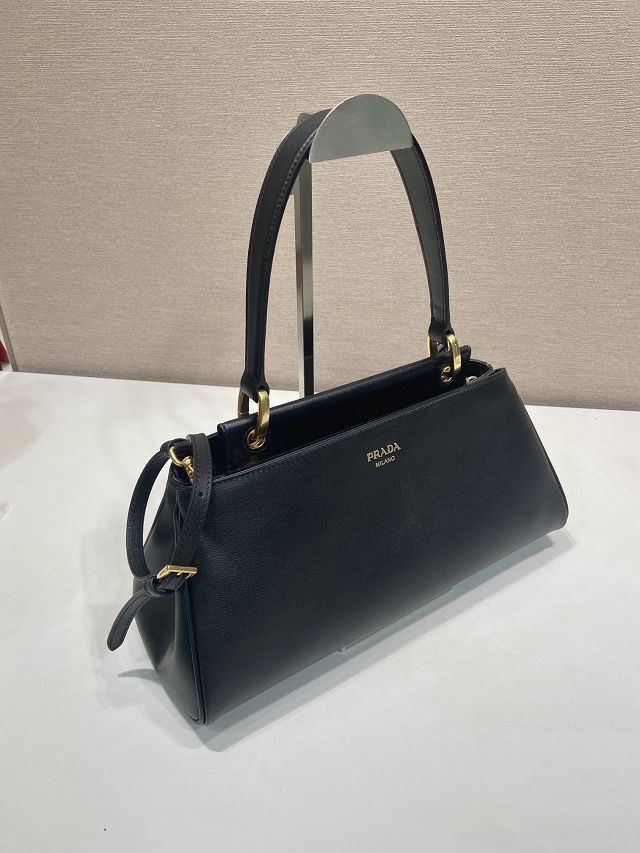 Prada original calfskin top handle bag 1BA475 black