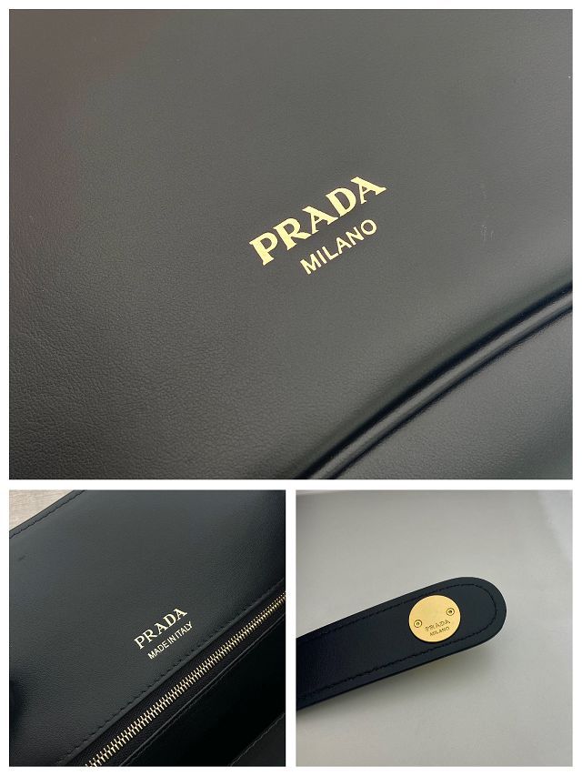 Prada original calfskin top handle bag 1BG567 black