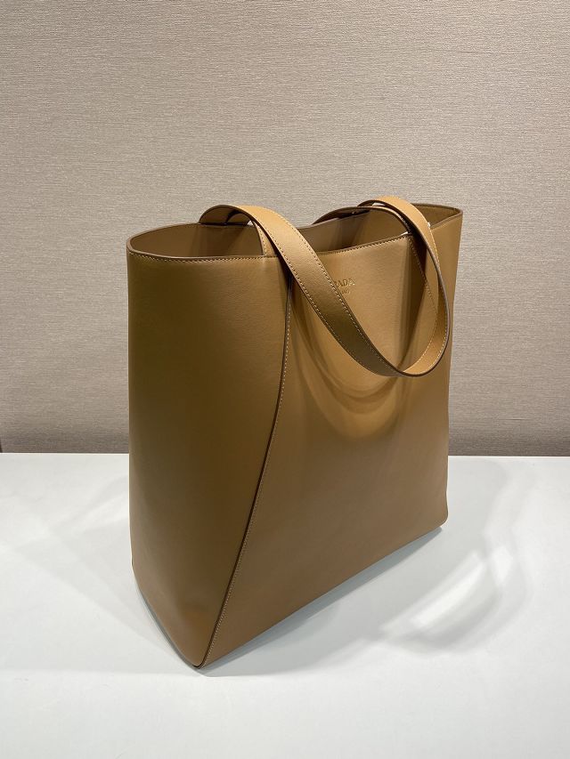 Prada original calfskin tote bag 2VG122 caramel