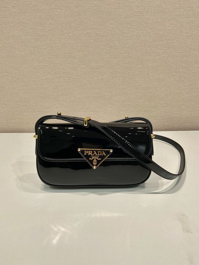 Prada original patent calfskin mini shoulder bag 1BD339 black