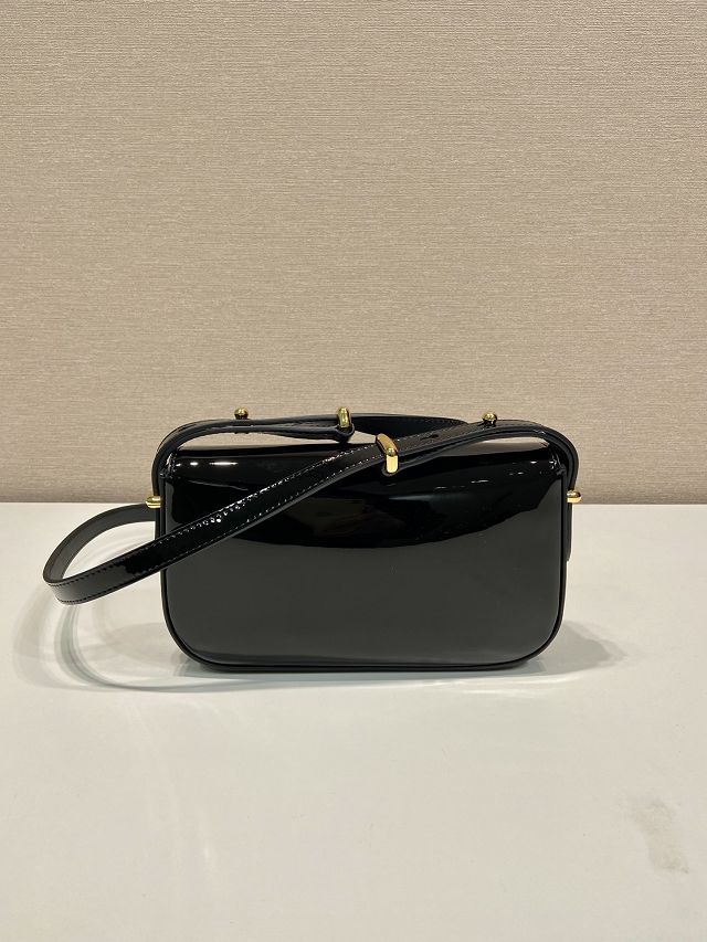 Prada original patent calfskin mini shoulder bag 1BD339 black