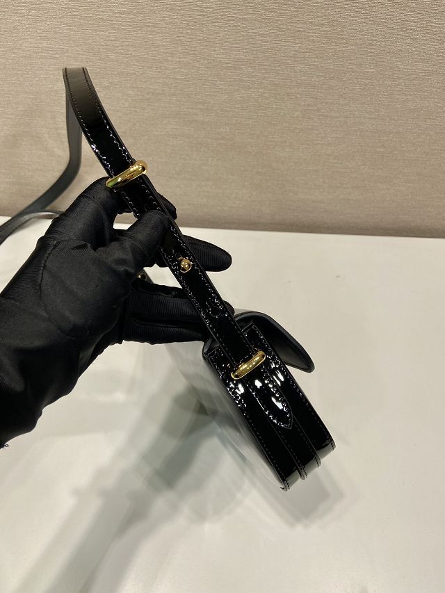 Prada original patent calfskin mini shoulder bag 1BD339 black