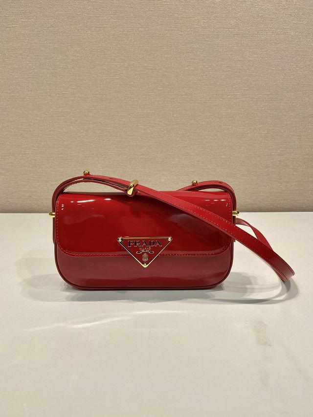 Prada original patent calfskin mini shoulder bag 1BD339 red