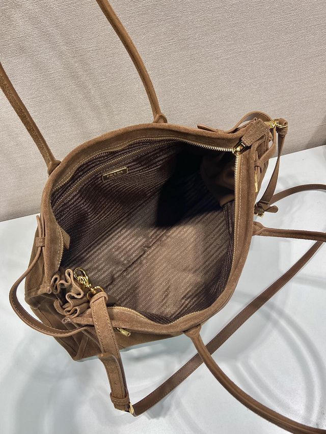 Prada original suede bonnie maxi tote bag 1BA439 brown