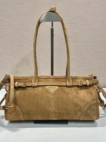 Prada original suede bonnie medium tote bag 1BA426 brown