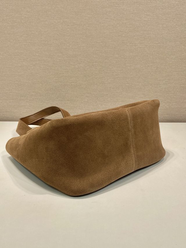 Prada original suede small tote bag 1BG335 brown