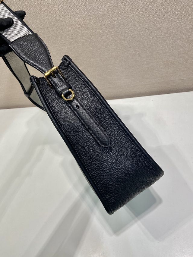 Prada original calfskin large shoulder bag 1BC073 black