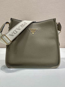 Prada original calfskin large shoulder bag 1BC073 grey