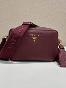 Prada original calfskin small shoulder bag 1BD082 burgundy