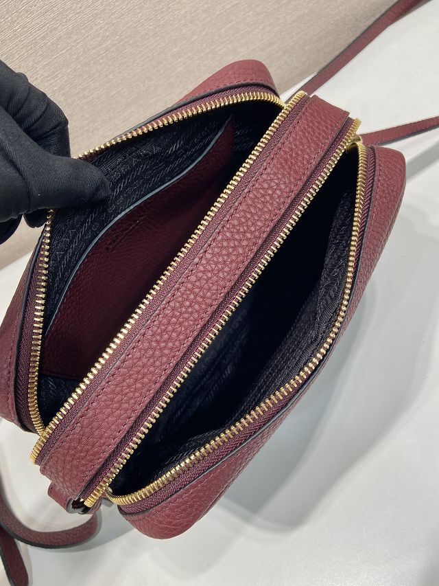 Prada original calfskin small shoulder bag 1BD082 burgundy