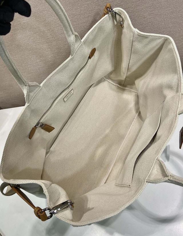 Prada original canvas jardiniere large handbag 2VG131 white