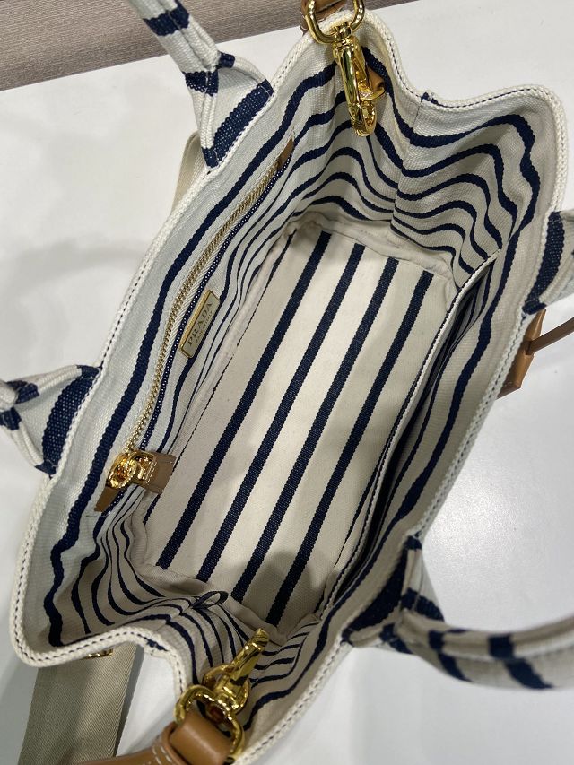 Prada original canvas jardiniere mini handbag 1BA038 white&blue