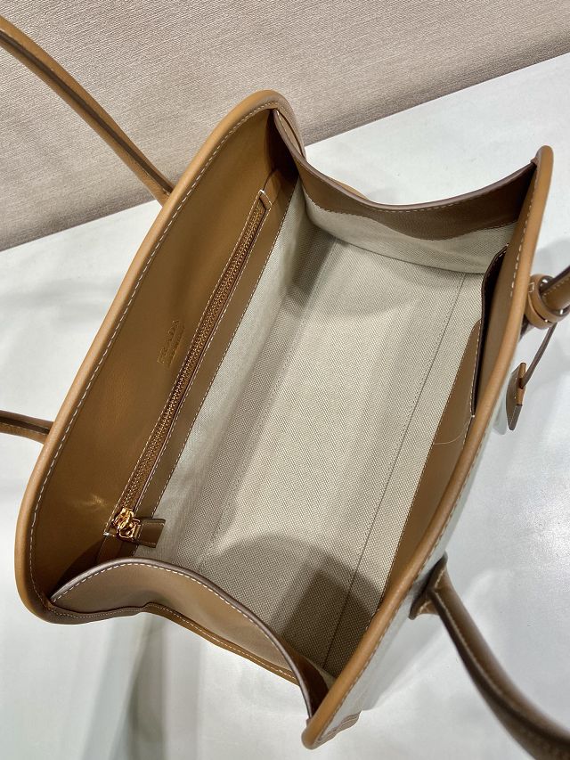 Prada original canvas top handle bag 1BG572 brown