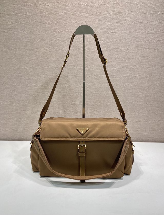 Prada original nylon explore large shoulder bag 1BD391 brown