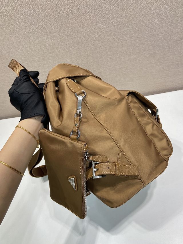 Prada original nylon medium backpack 1BZ811 brown