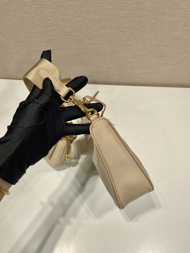 Prada original nylon re-edition 2005 hobo bag 1BH204 apricot