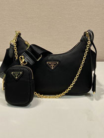 Prada original nylon re-edition 2005 hobo bag 1BH204 black