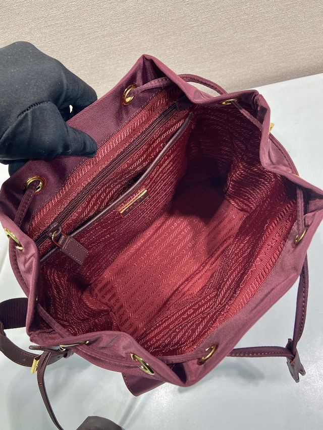 Prada original nylon small backpack 1BZ677 burgundy