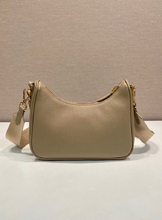 Prada original saffiano calfskin re-edition 2005 hobo bag 1BH204 apricot
