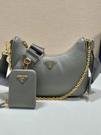 Prada original saffiano calfskin re-edition 2005 hobo bag 1BH204 grey
