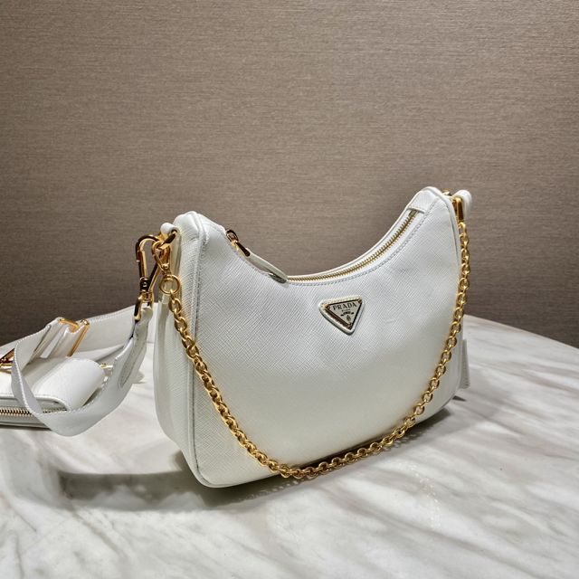 Prada original saffiano calfskin re-edition 2005 hobo bag 1BH204 white